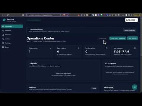 SentinelX operations dashboard in the project demo.